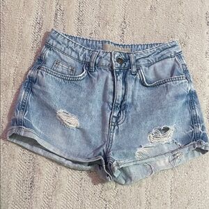 TOPSHOP Distressed Denim Shorts